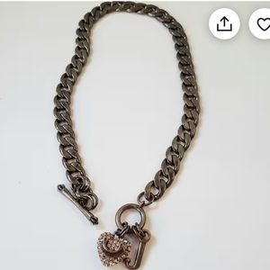 Pave heart charm necklace